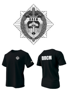 майка с DTF-печатью на спине департамент охраны